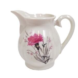 Mini Vintage Moss Rose Fine Porcelain Creamer Japan Red Letter - 3 3/8" Tall